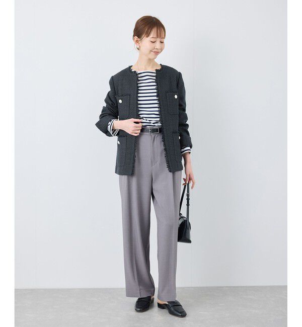 Rope&rsquo;Picnic「セレモニー・通勤対応/ツイードジャケット/リンクコーデ」|ノーカラージャケット|