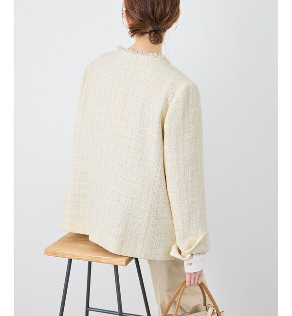 Rope&rsquo;Picnic「セレモニー・通勤対応/ツイードジャケット/リンクコーデ」|ノーカラージャケット|