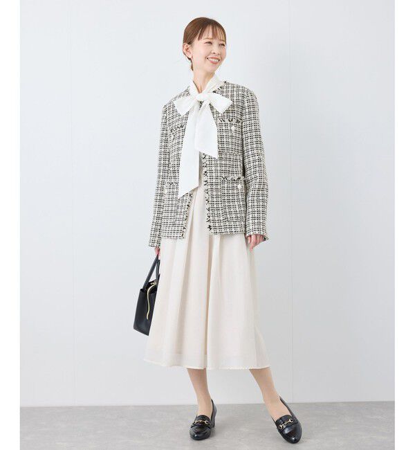 Rope&rsquo;Picnic「セレモニー・通勤対応/ツイードジャケット/リンクコーデ」|ノーカラージャケット|