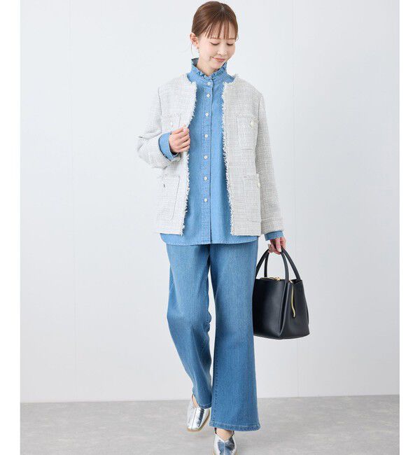 Rope&rsquo;Picnic「セレモニー・通勤対応/ツイードジャケット/リンクコーデ」|ノーカラージャケット|