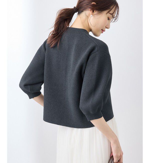 Rope&rsquo;Picnic「【emur/エミュール】モールヤーン畦ニット5分袖カーディガン」|カーディガン|