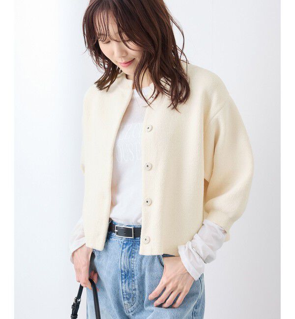 Rope&rsquo;Picnic「【emur/エミュール】モールヤーン畦ニット5分袖カーディガン」|カーディガン|