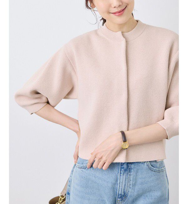 Rope&rsquo;Picnic「【emur/エミュール】モールヤーン畦ニット5分袖カーディガン」|カーディガン|