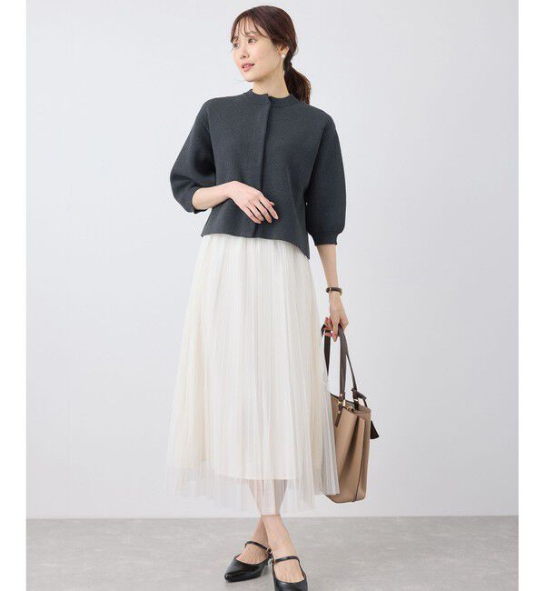 Rope&rsquo;Picnic「【emur/エミュール】モールヤーン畦ニット5分袖カーディガン」|カーディガン|