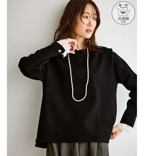 Rope&rsquo;Picnic「【洗濯機OK】ミラノリブニットプルオーバー」|ニット・セーター|ブラック(01)