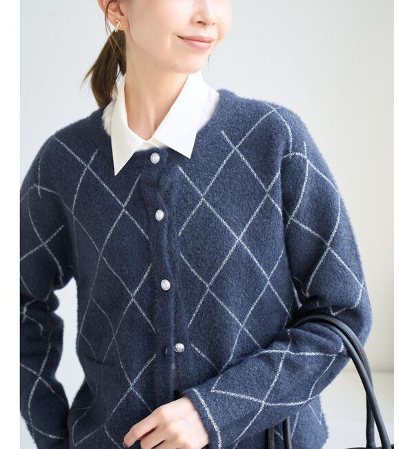 Rope&rsquo;Picnic「ラメフェザーカーディガン」|カーディガン|ネイビー(40)