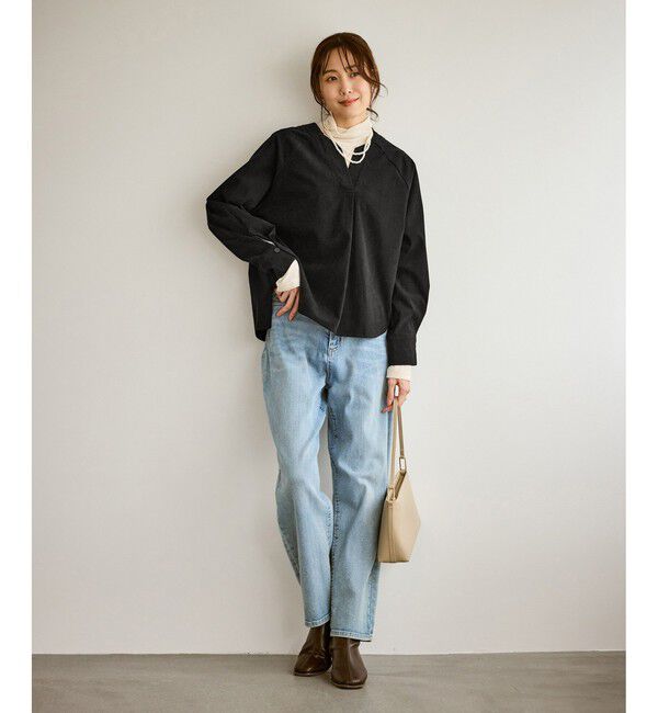 Rope&rsquo;Picnic「【emur/エミュール】ストレッチ起毛あわせネックブラウス」|シャツ・ブラウス|