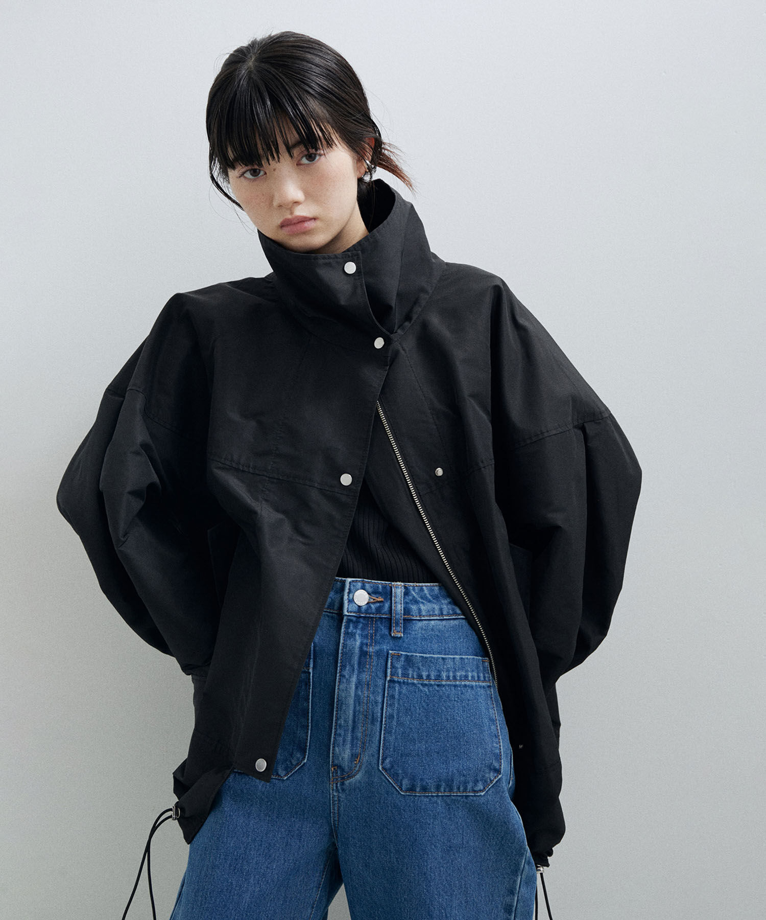 ADAM ET ROPE'「スタンドネックブルゾン」|ブルゾン・スタジャン|ブラック(01)