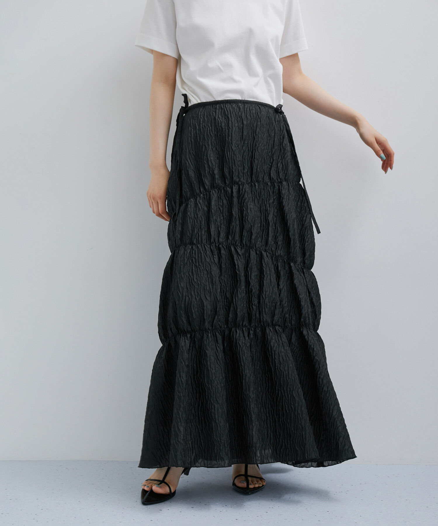 ADAM ET ROPE'「【逸品】フクレジャガードシャーリングスカート」|スカート|