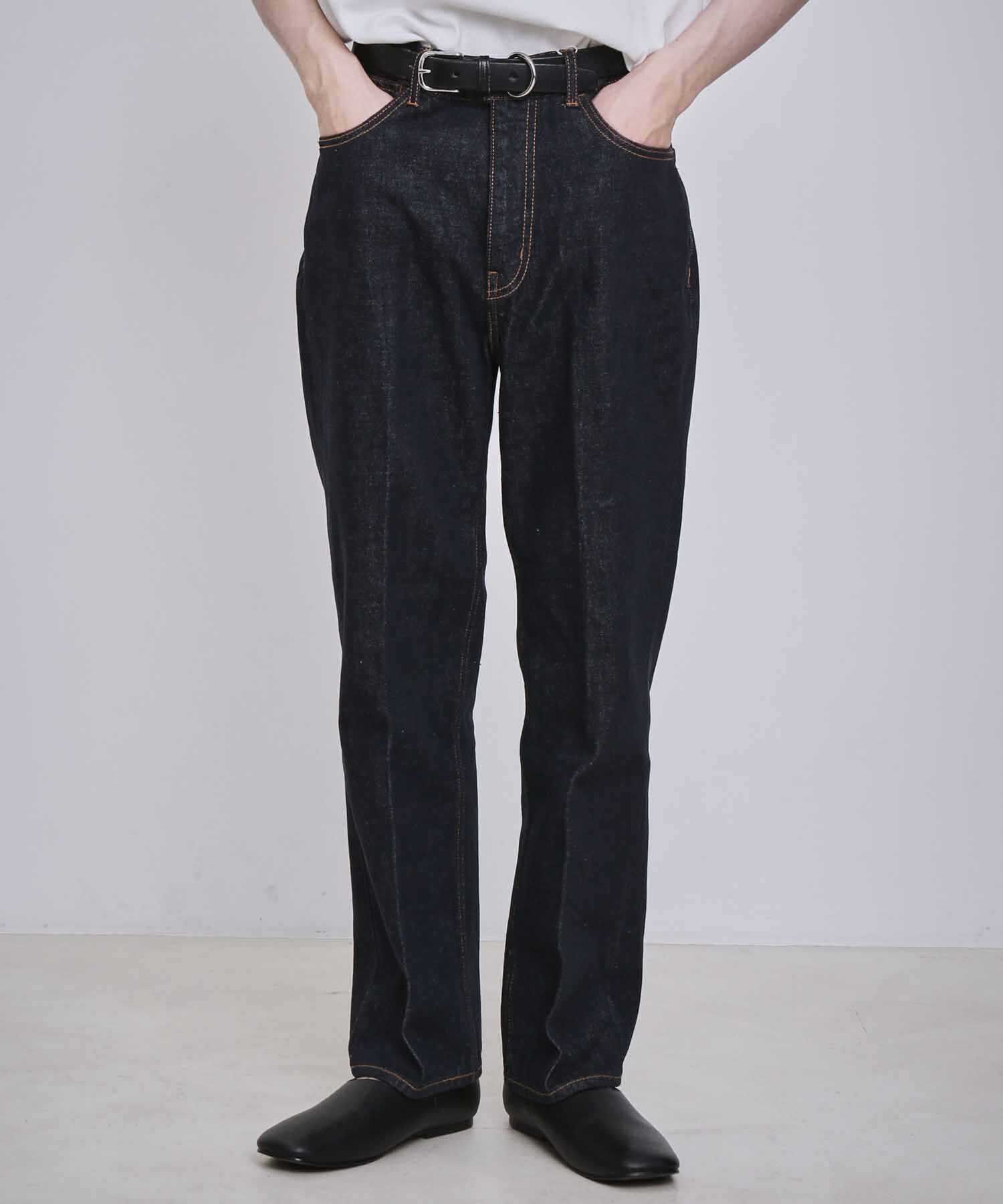 ADAM ET ROPE'「【コットンUSA】デニム センタークリース スラックス / サステナブル / セットアップ対応」|デニム|