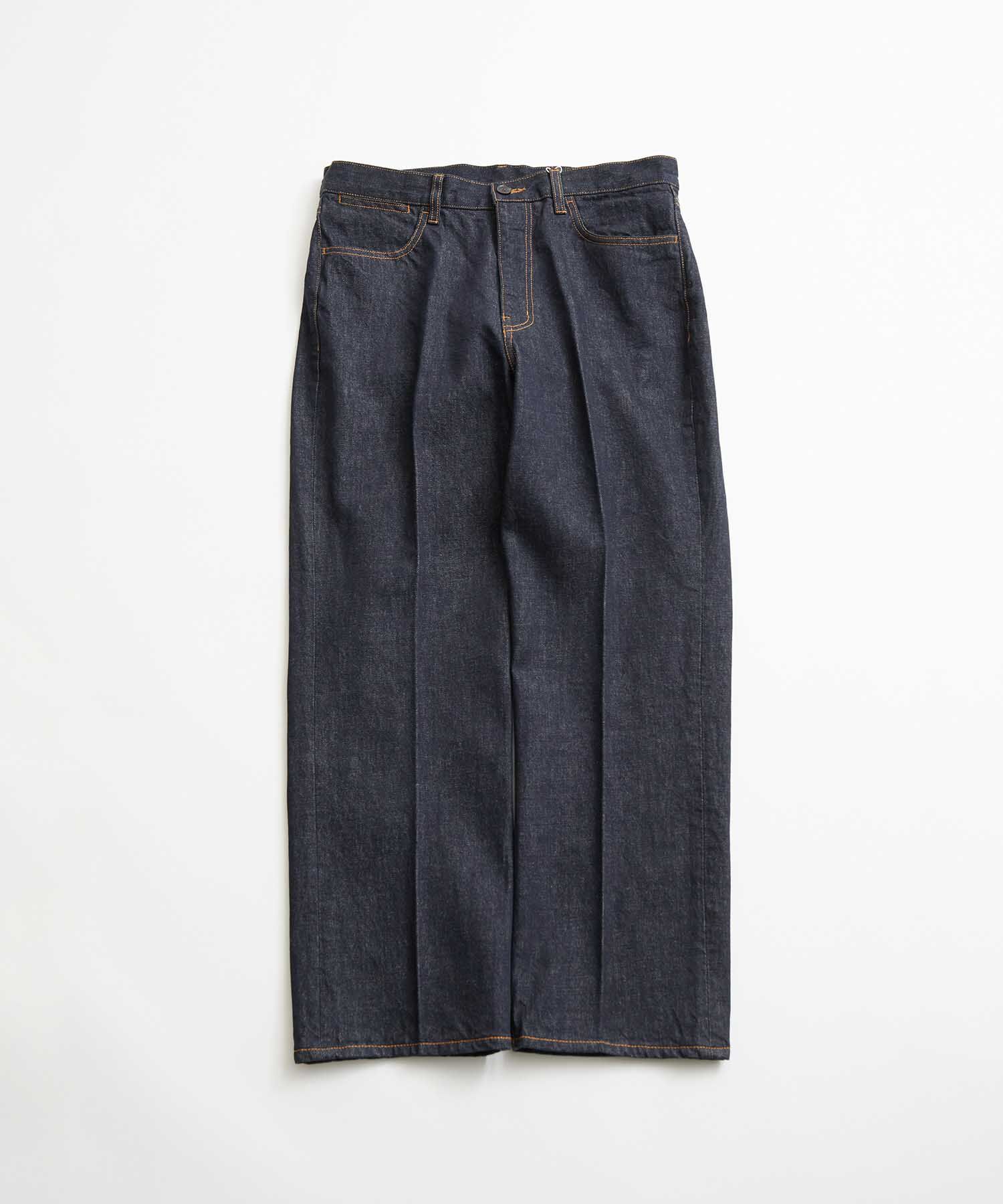 ADAM ET ROPE'「【コットンUSA】デニム センタークリース スラックス / サステナブル / セットアップ対応」|デニム|ネイビー(40)