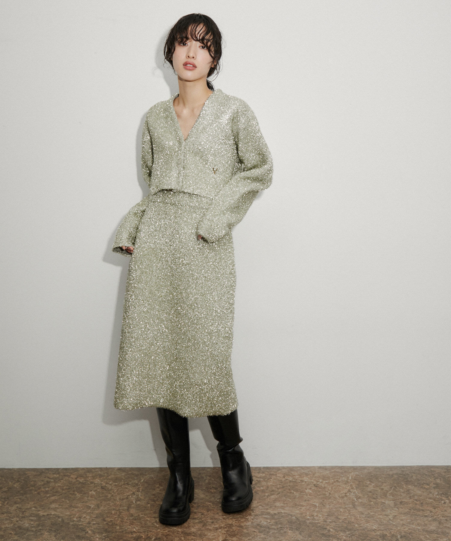 ADAM ET ROPE'「【venit for ADAM ET ROPE'】Metallic Shaggy Skirt」|スカート|