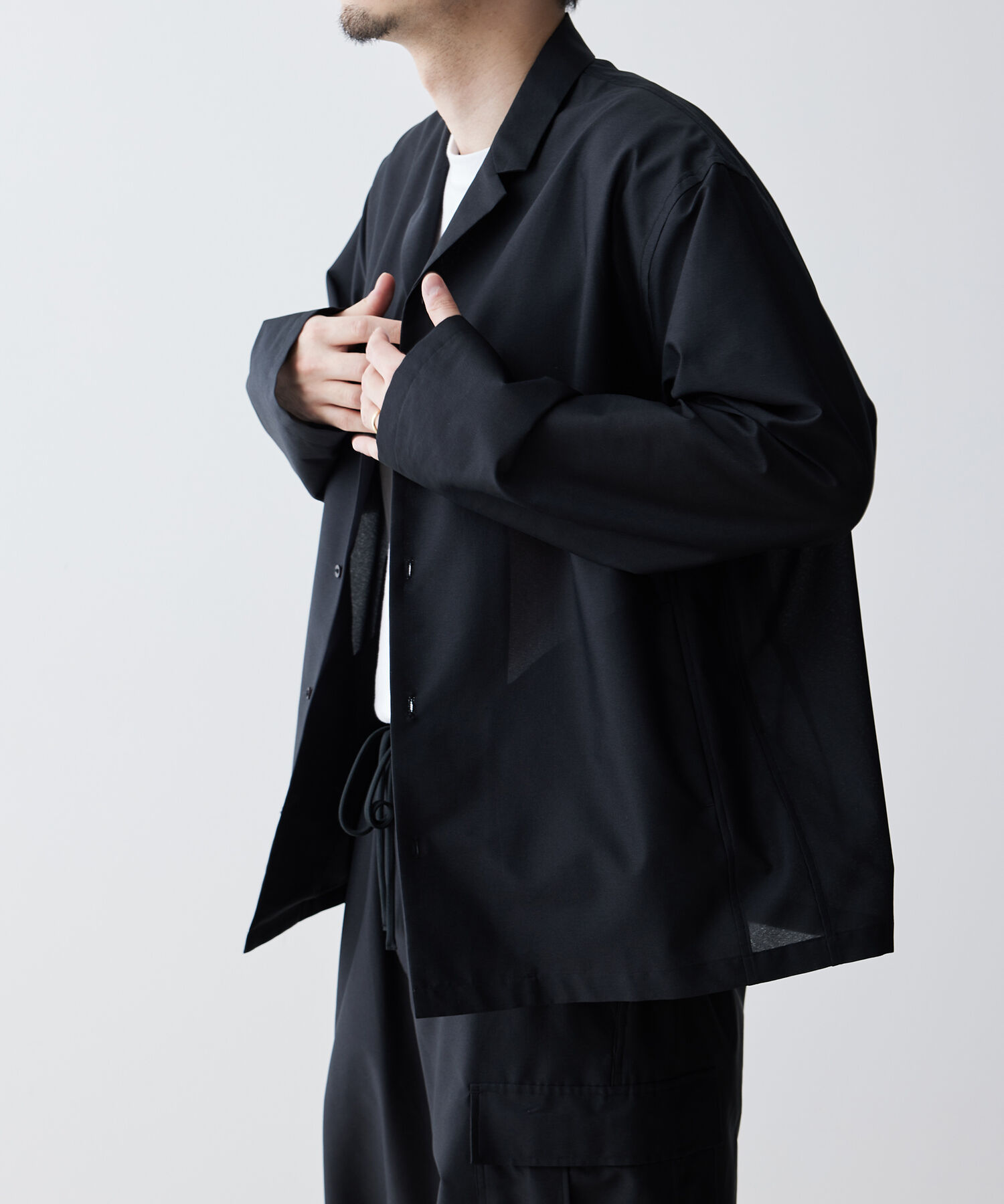 ADAM ET ROPE'「【(F)LIGHT/フライト】超軽量 オーバーサイズ シアー オープンカラーシャツ / 速乾 / ストレッチ / イージ」|シャツ・ブラウス|