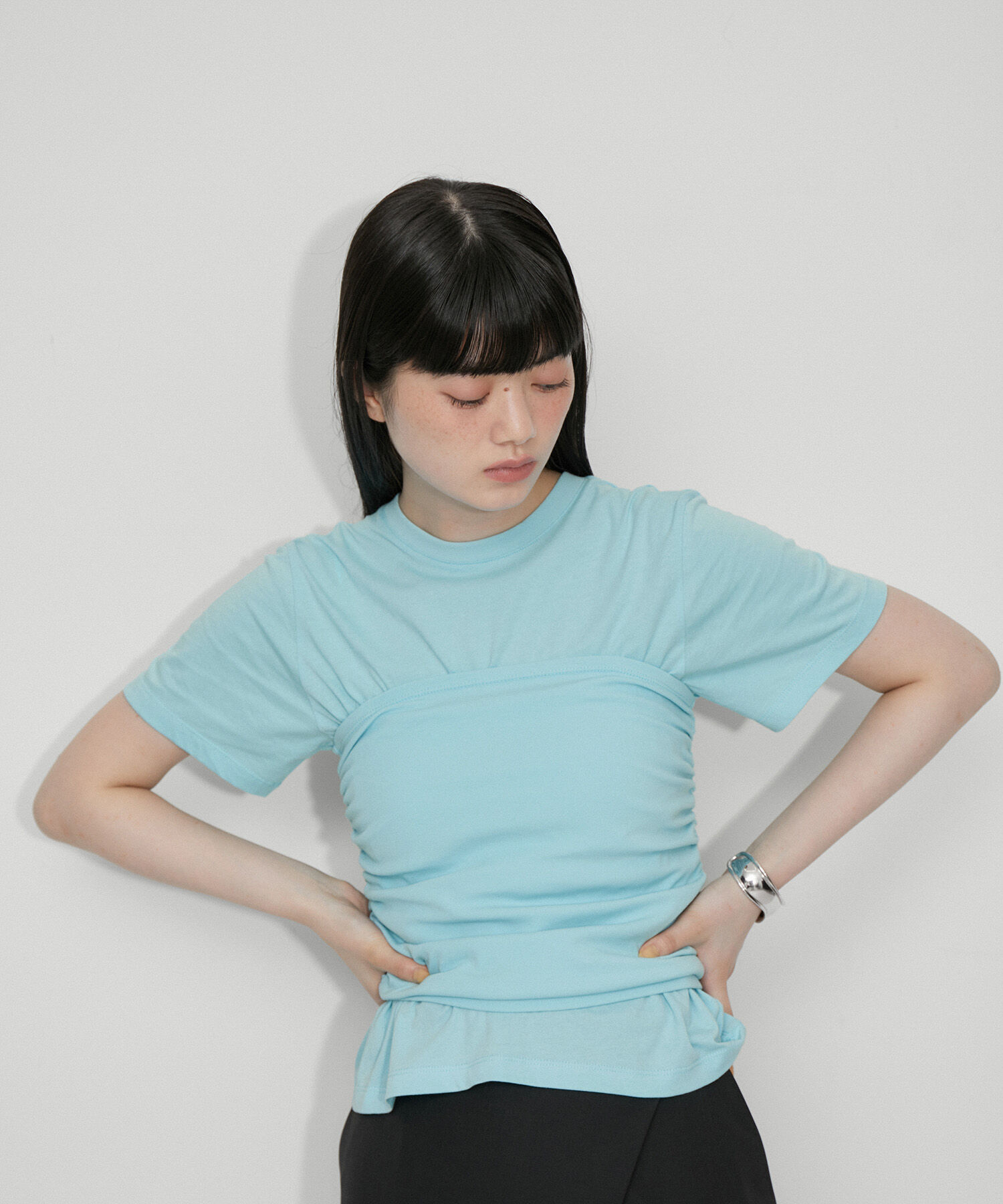 ADAM ET ROPE'「【サステナブル】2wayベアトップTee」|Tシャツ・カットソー|サックス(48)