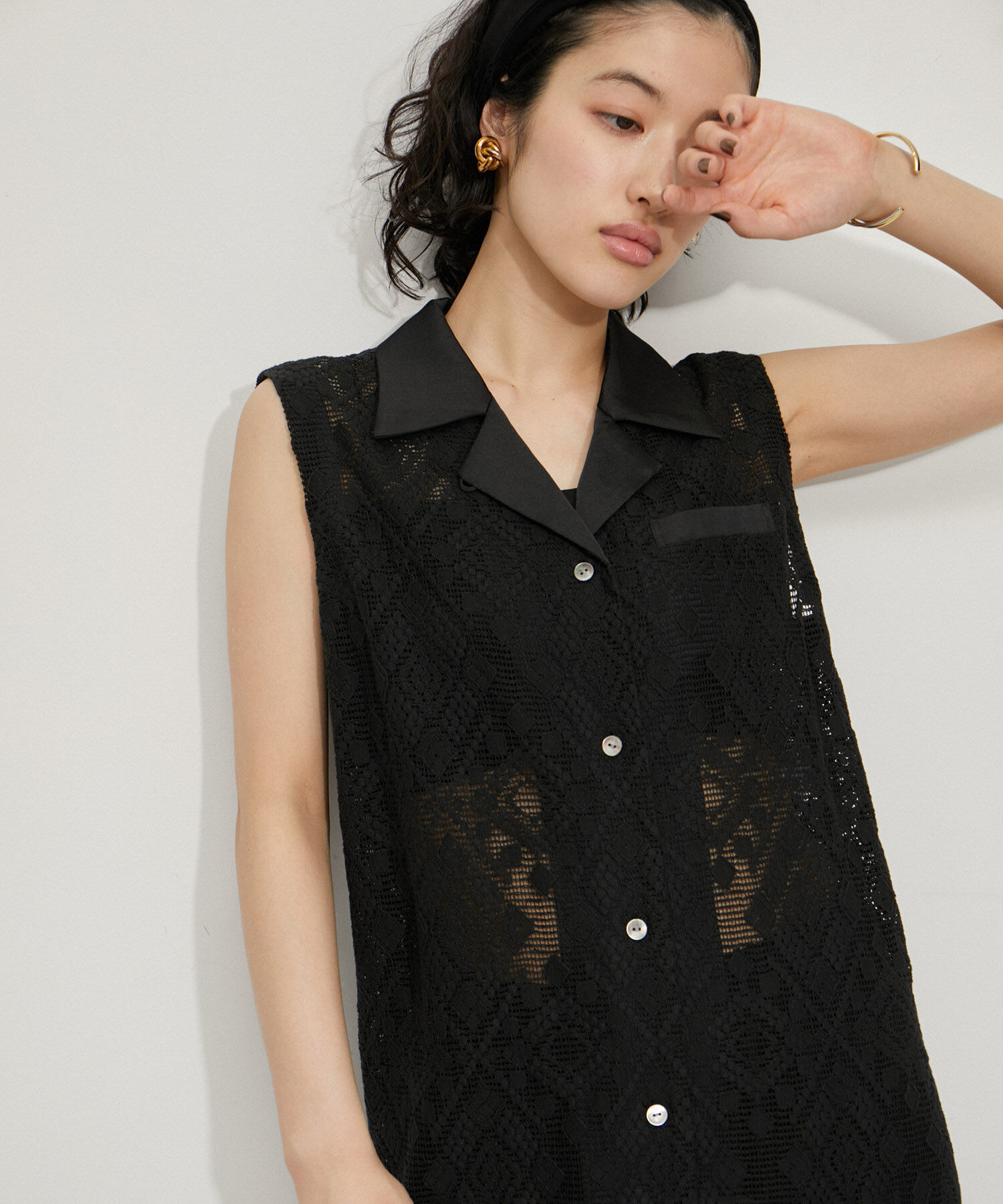 ADAM ET ROPE'「オープンカラーレースワンピース」|その他|