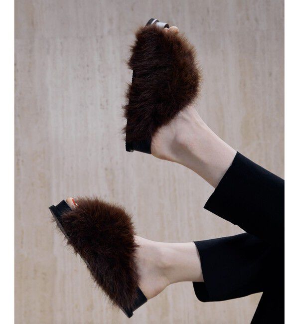 ADAM ET ROPE'「ボリュームファーサンダル」|サンダル|ブラウン(20)