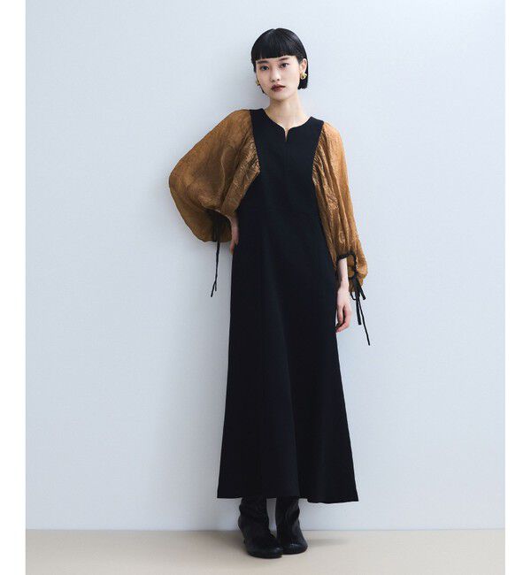 ADAM ET ROPE'「シアースリーブコンビドレス」|ドレス|ブラック系(03)