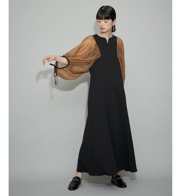 ADAM ET ROPE'「シアースリーブコンビドレス」|ドレス|