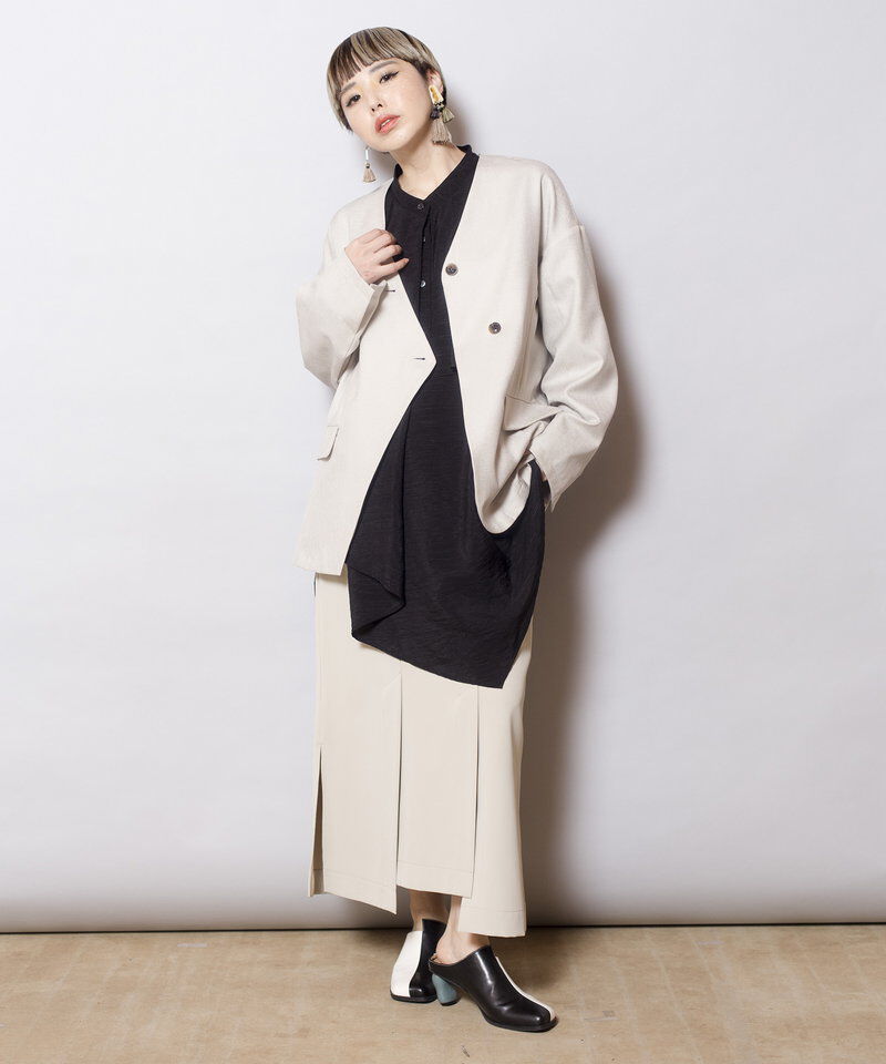  「ノーカラーアシンメトリージャケット」|ノーカラージャケット|