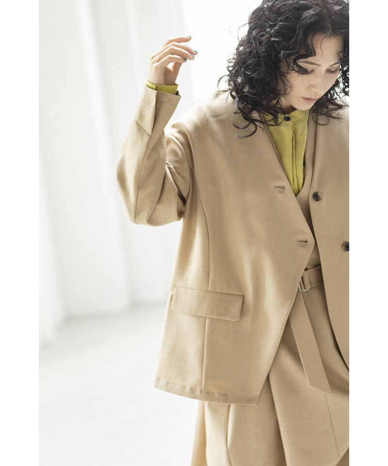  「ノーカラーアシンメトリージャケット」|ノーカラージャケット|