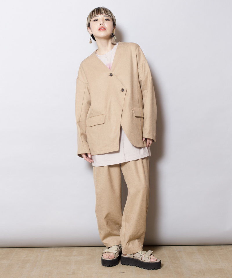  「ノーカラーアシンメトリージャケット」|ノーカラージャケット|