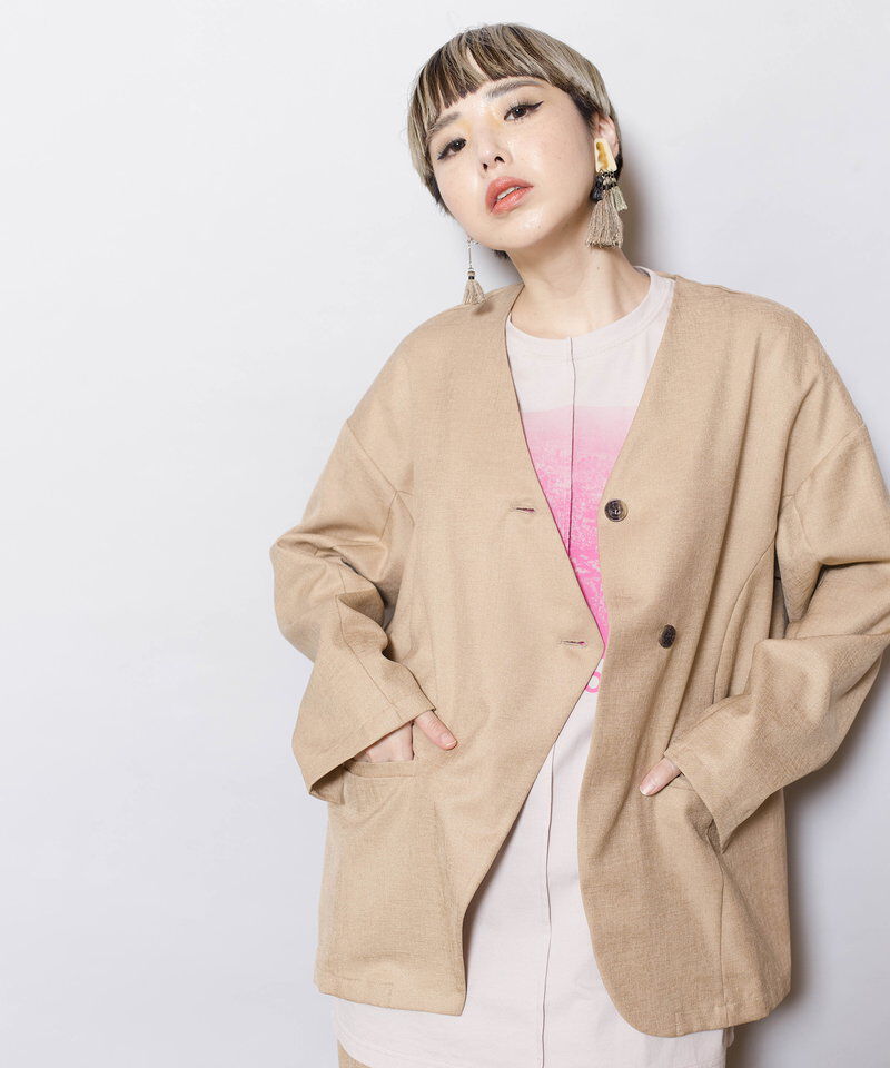  「ノーカラーアシンメトリージャケット」|ノーカラージャケット|