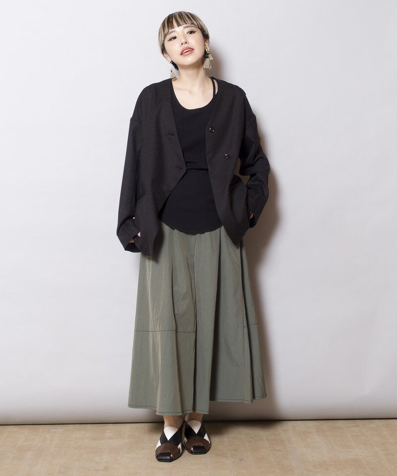  「ノーカラーアシンメトリージャケット」|ノーカラージャケット|