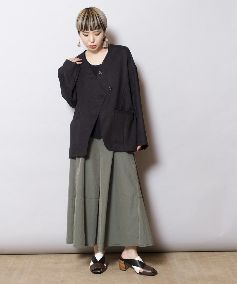  「ノーカラーアシンメトリージャケット」|ノーカラージャケット|