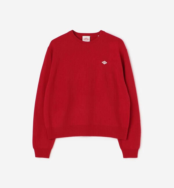 DANTON「DANTON | ラムウール クルーネックニットプルオーバー WOMEN」|ニット・セーター|RED