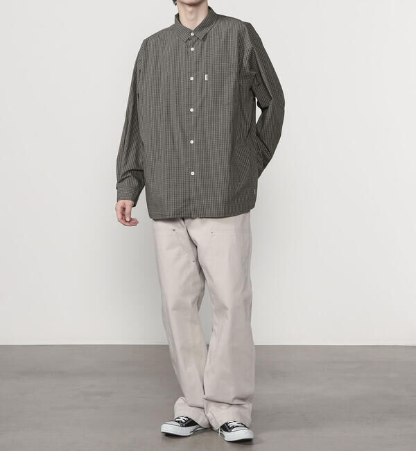 GYMPHLEX「Gymphlex | タイプライターミニチェック レギュラーカラー長袖シャツ MEN」|シャツ・ブラウス|