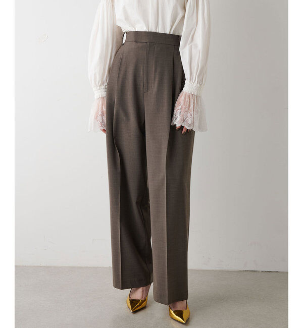  「ワイドタックパンツ」|チノ|モカ