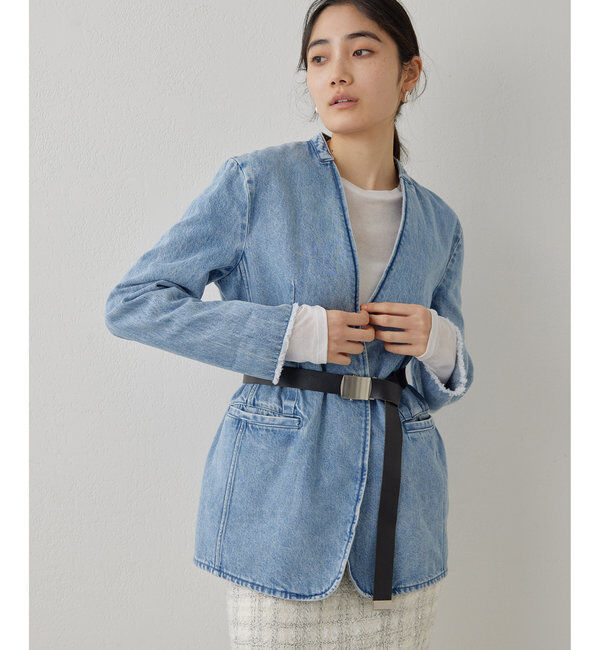  「DENIMノーカラージャケット」|その他|インディゴブルー