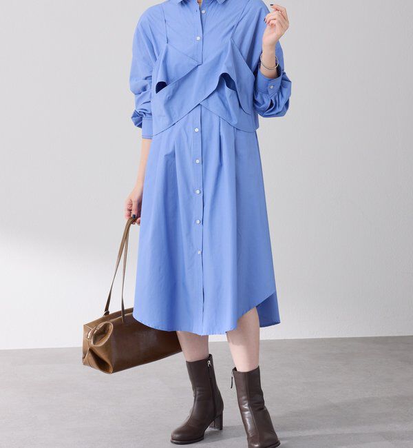  「キャミSETシャツワンピース」|ワンピース|ブルー