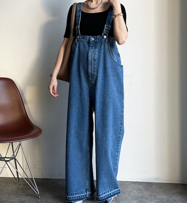  「【2サイズ展開！】デニムサロペット」|ワンピース|