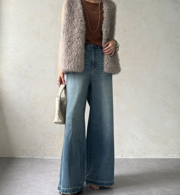  「【新色追加】ストレッチワイドフレアデニム」|デニム|