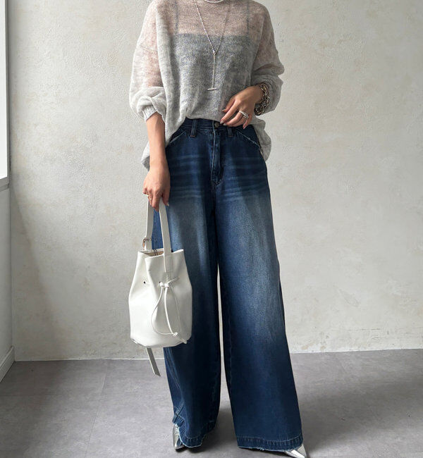  「【新色追加】ストレッチワイドフレアデニム」|デニム|