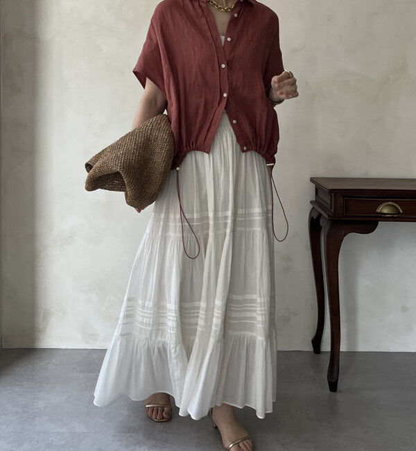  「【WEB限定】インド綿ティアードスカート」|スカート|