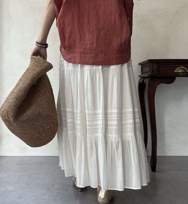  「【WEB限定】インド綿ティアードスカート」|スカート|