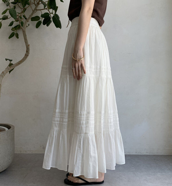  「【WEB限定】インド綿ティアードスカート」|スカート|