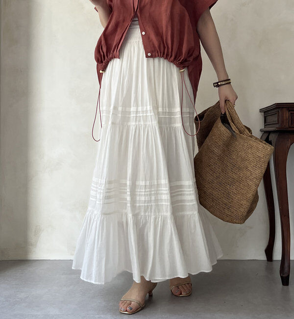  「【WEB限定】インド綿ティアードスカート」|スカート|