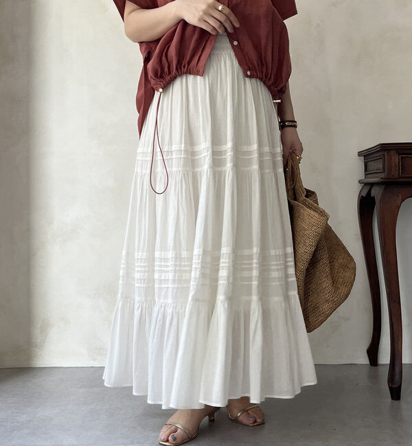  「【WEB限定】インド綿ティアードスカート」|スカート|