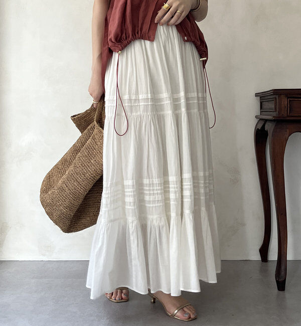  「【WEB限定】インド綿ティアードスカート」|スカート|