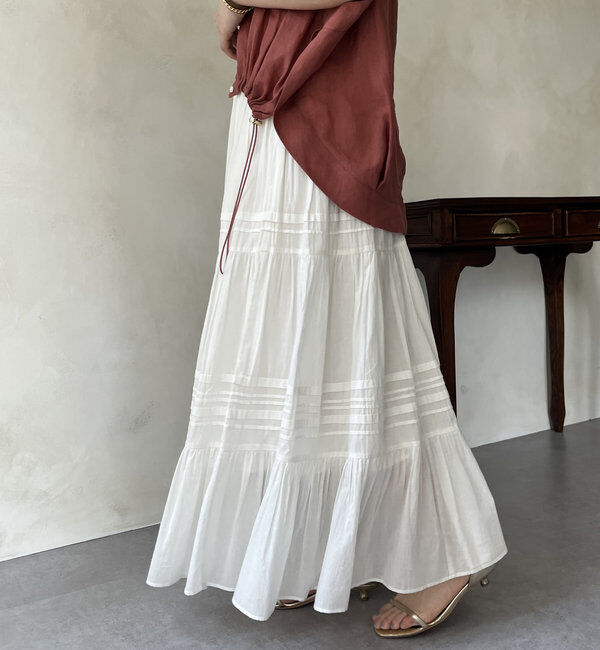 「【WEB限定】インド綿ティアードスカート」|スカート|