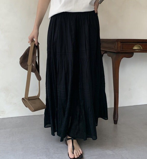 「【WEB限定】インド綿ティアードスカート」|スカート|