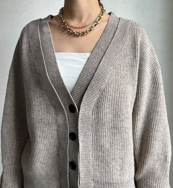  「【WEB限定】レイヤードリブVネックカーディガン」|カーディガン|