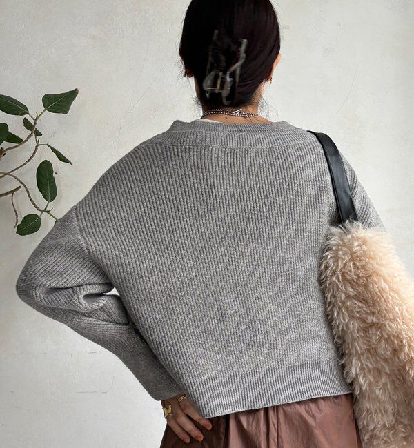  「【WEB限定】レイヤードリブVネックカーディガン」|カーディガン|