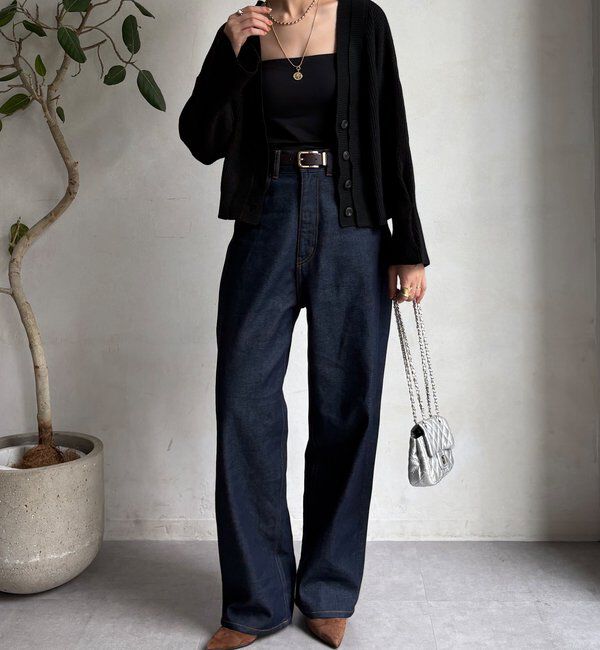  「【WEB限定】レイヤードリブVネックカーディガン」|カーディガン|