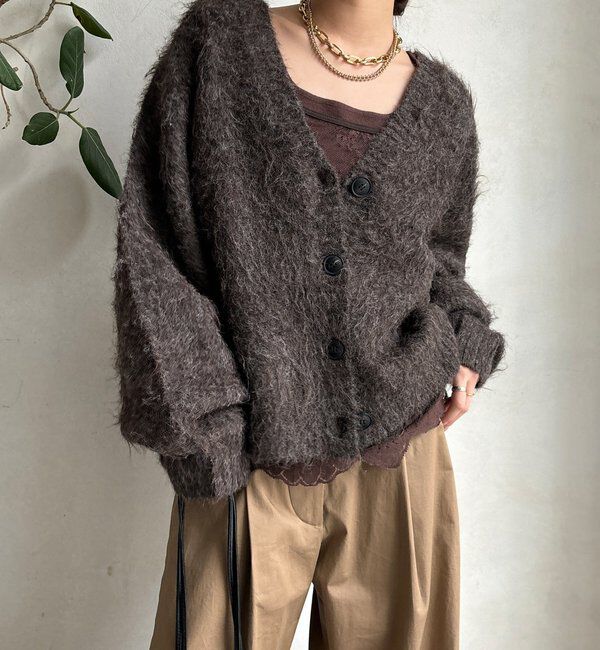  「【WEB限定】シャギーVカーディガン」|カーディガン|