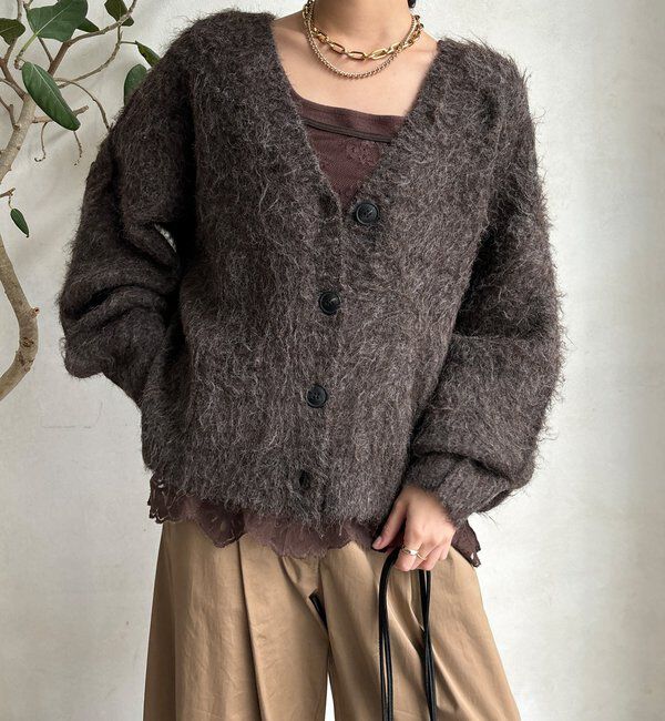  「【WEB限定】シャギーVカーディガン」|カーディガン|