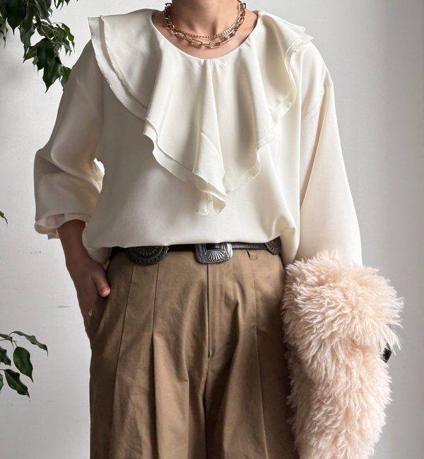  「【WEB限定】ピコフリルカラーブラウス」|シャツ・ブラウス|